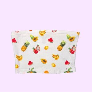 Forever 21 White Tropical Fruit-Print Bandeau